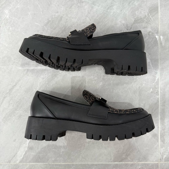 Women’s Guess Chunky Platform G Patterned Loafers Shoe Gold Buckle Size 8.5 - Picture 9 of 16